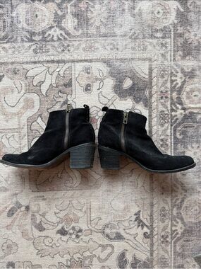 Diesel Black Suede Ankle Booties with Side Zipper